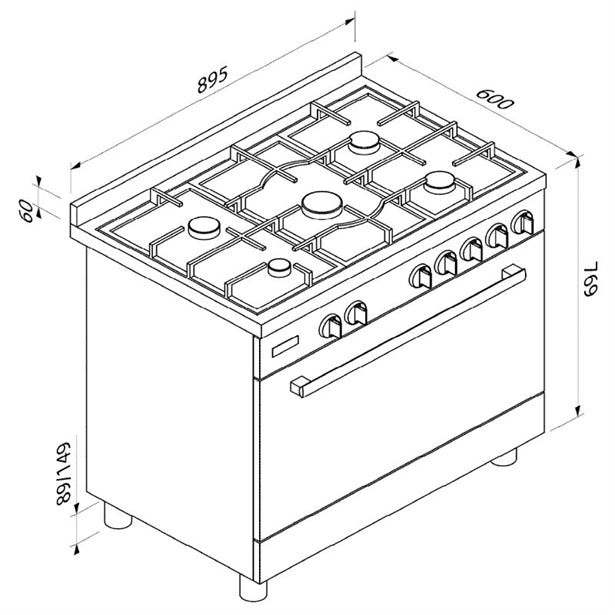 BLAUPUNKT 90CM FREESTANDING OVEN (DARK STEEL & BLACK)