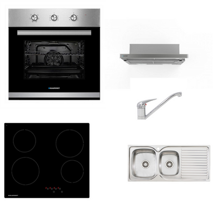 60cm Oven & Ceramic Cooktop Package with Sink & Tap – Essential Kitchen Appliance Bundle